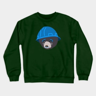 Funny Bear Cub in Blue Hard Hat Electricians Apprentice Carpenters Newbie Construction Humor Crewneck Sweatshirt